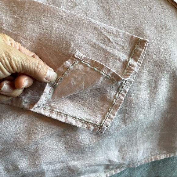 Old Navy Linen Tunic, Pink Tunic Top, Linen Shirt, Light Pink Top, 2000s, Small - Picture 7 of 13